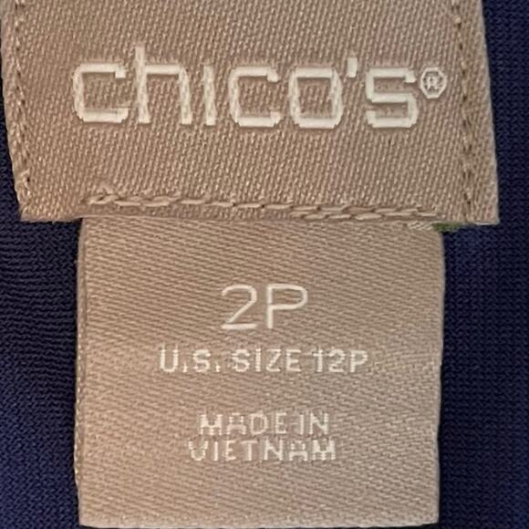 Chico’s Blue Pink Floral Print Party Date Night Dress NWOT Size 12P - Picture 10 of 16